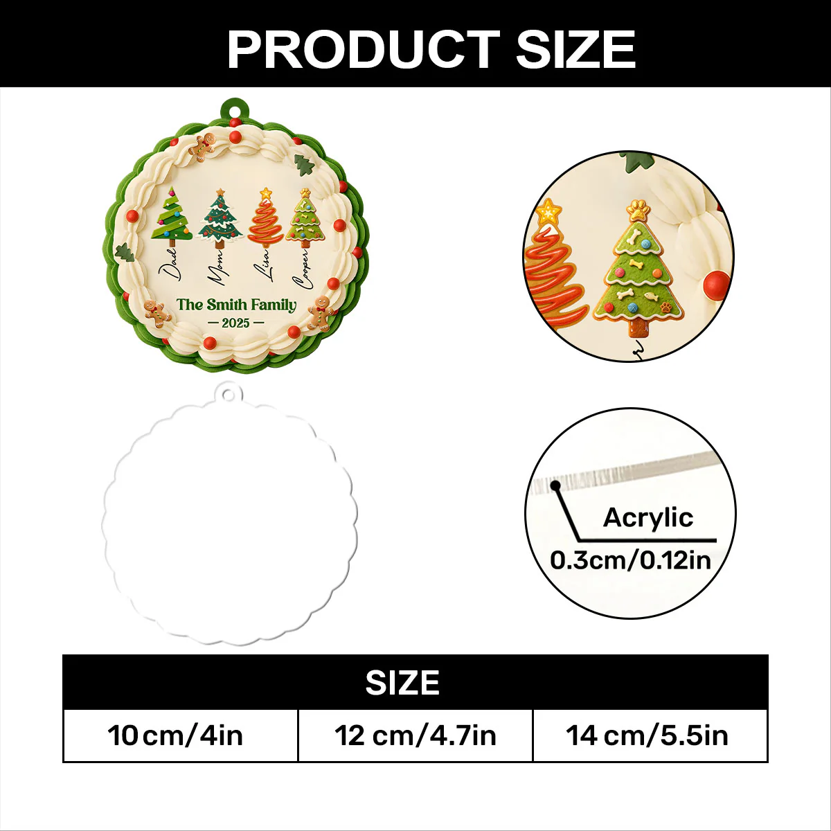 Family Cookie - Personalized 1-Layer Acrylic Ornament - Image 7