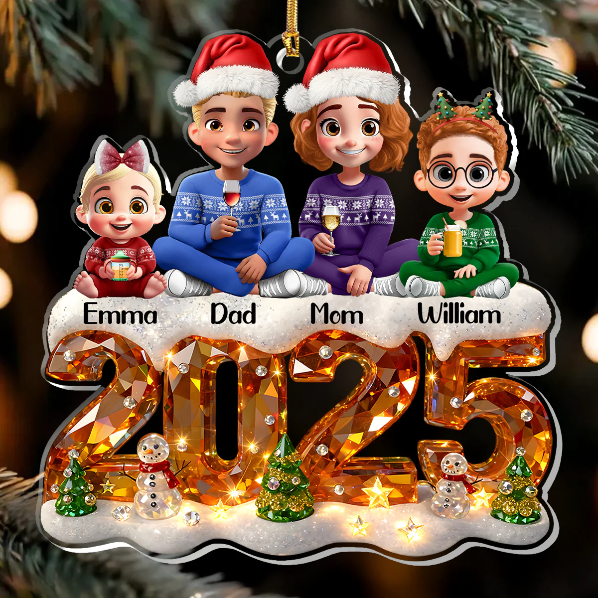 Family Cozy Christmas - Personalized 1-Layer Acrylic Ornament