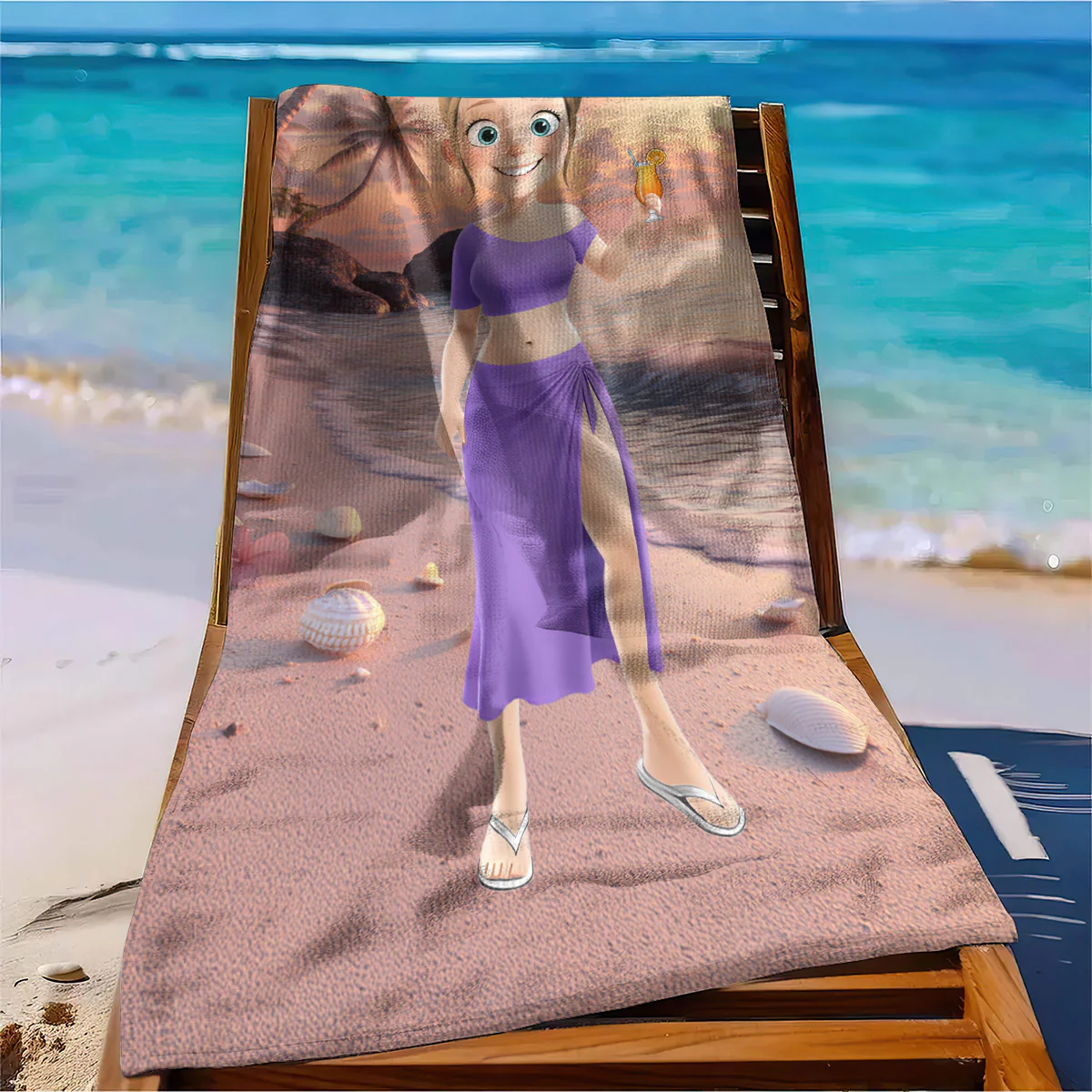Family Custom Character Summer Vacation - Personalized Beach Towel - Image 5