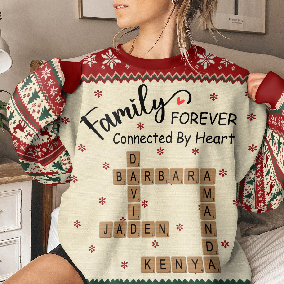 Family Forever Connected By Heart - Personalized 3D Sweatshirt - Image 2