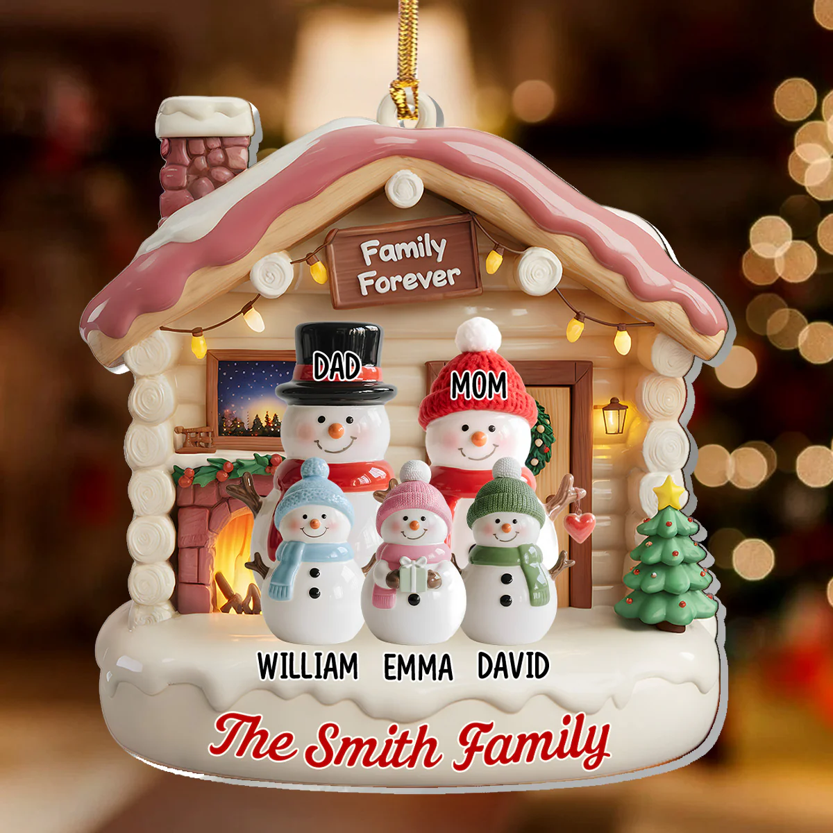 Family Forever - Personalized 1-Layer Acrylic Ornament - Image 2