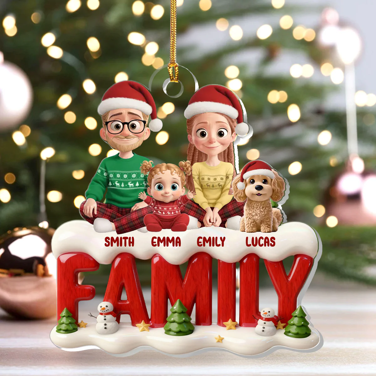 Family Forever - Personalized 1-Layer Acrylic Ornament - Image 4