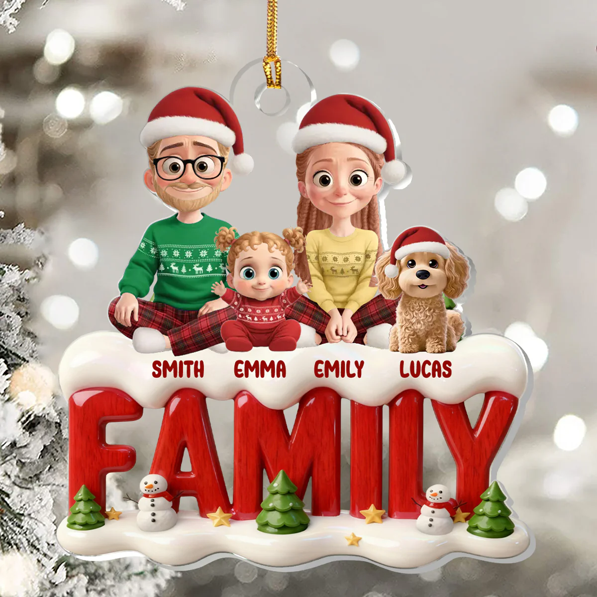 Family Forever - Personalized 1-Layer Acrylic Ornament - Image 5