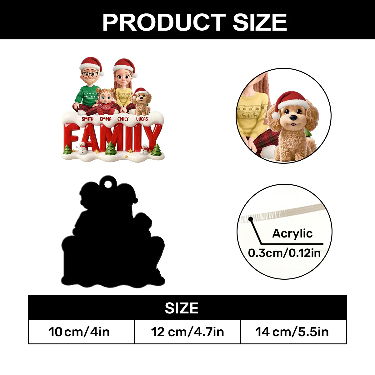 Family Forever - Personalized 1-Layer Acrylic Ornament - Image 7