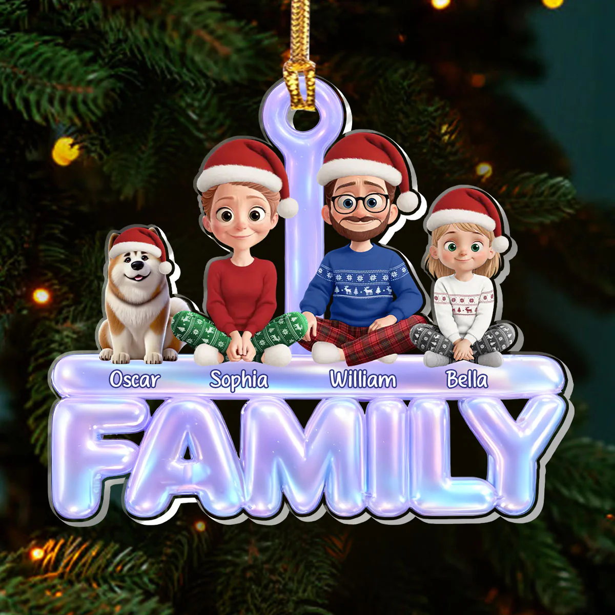 Family Forever - Personalized 1-Layer Acrylic Ornament - Image 3