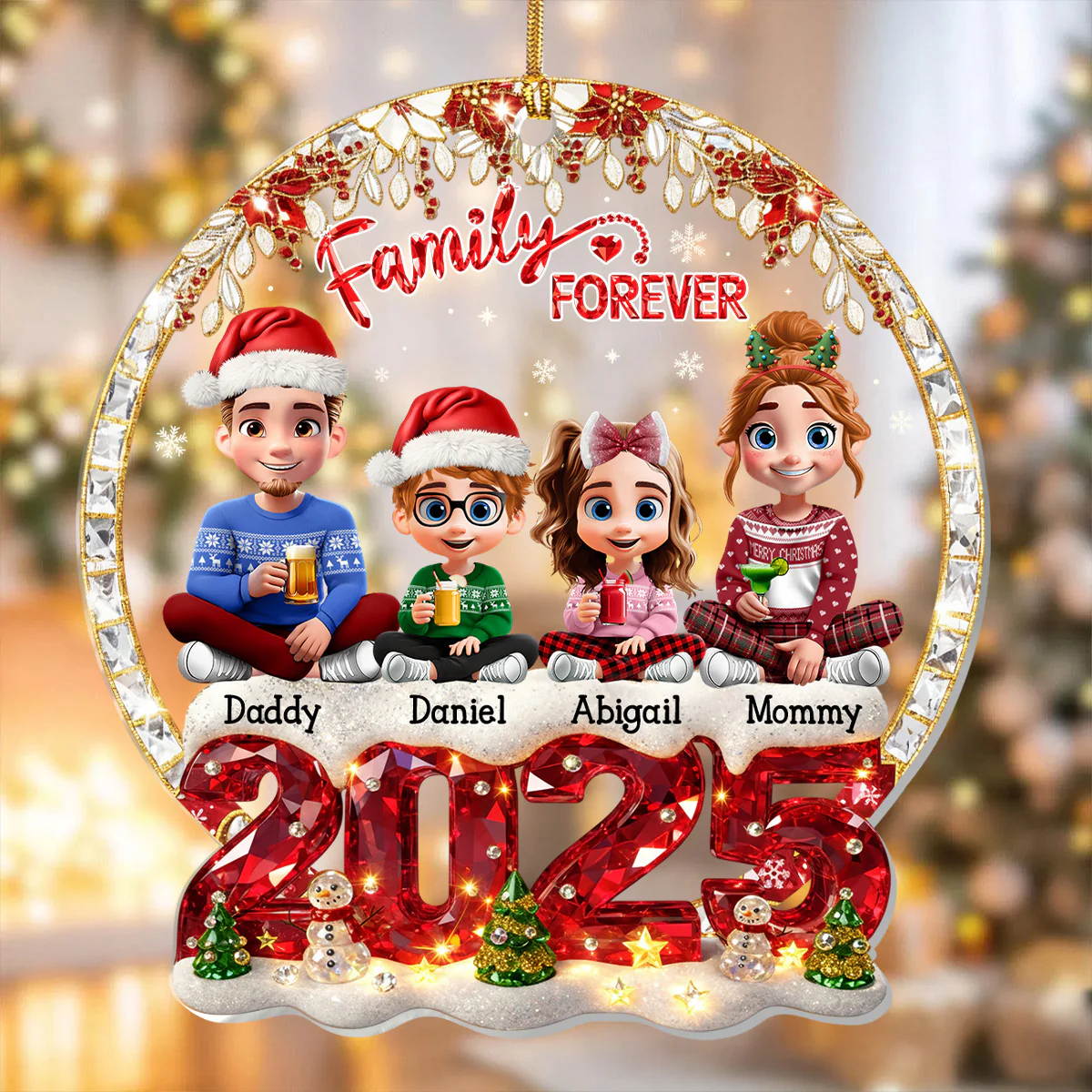 Family Forever - Personalized 1-Layer Acrylic Ornament - Image 2