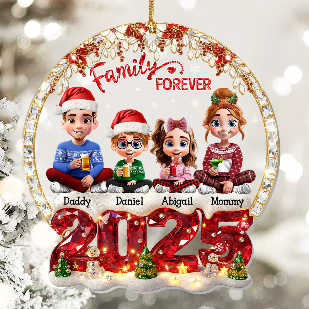 Family Forever - Personalized 1-Layer Acrylic Ornament - Image 5
