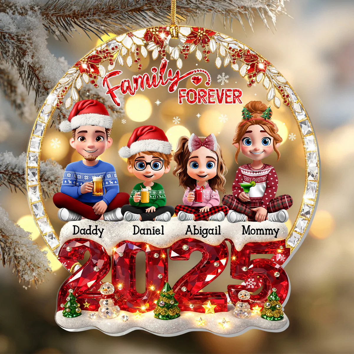Family Forever - Personalized 1-Layer Acrylic Ornament - Image 6