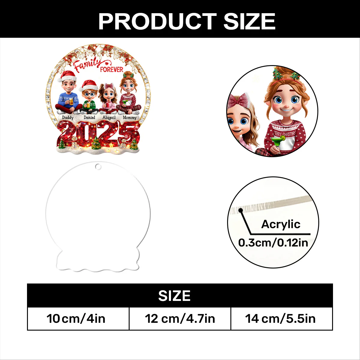 Family Forever - Personalized 1-Layer Acrylic Ornament - Image 7