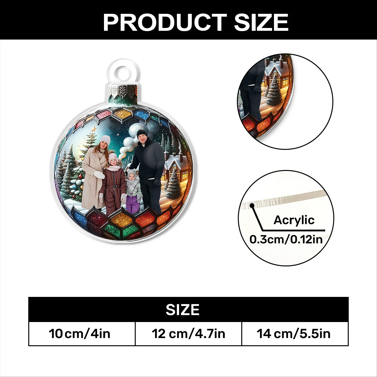 Family In Christmas Ball Custom Photo - Personalized 1-Layer Acrylic Ornament - Image 4