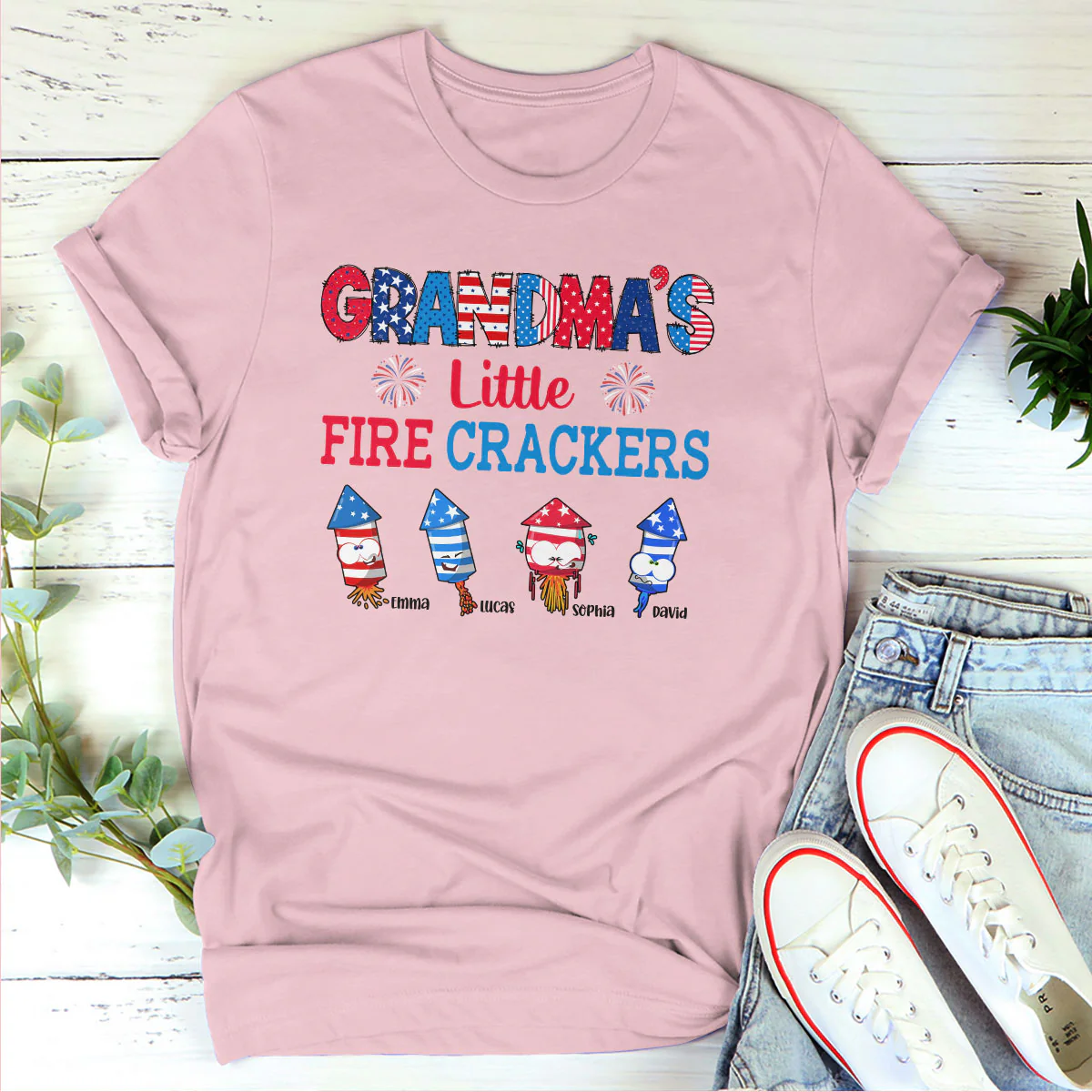 Family Little Fire Cracker - Personalized 2D Unisex T-shirt - Image 4