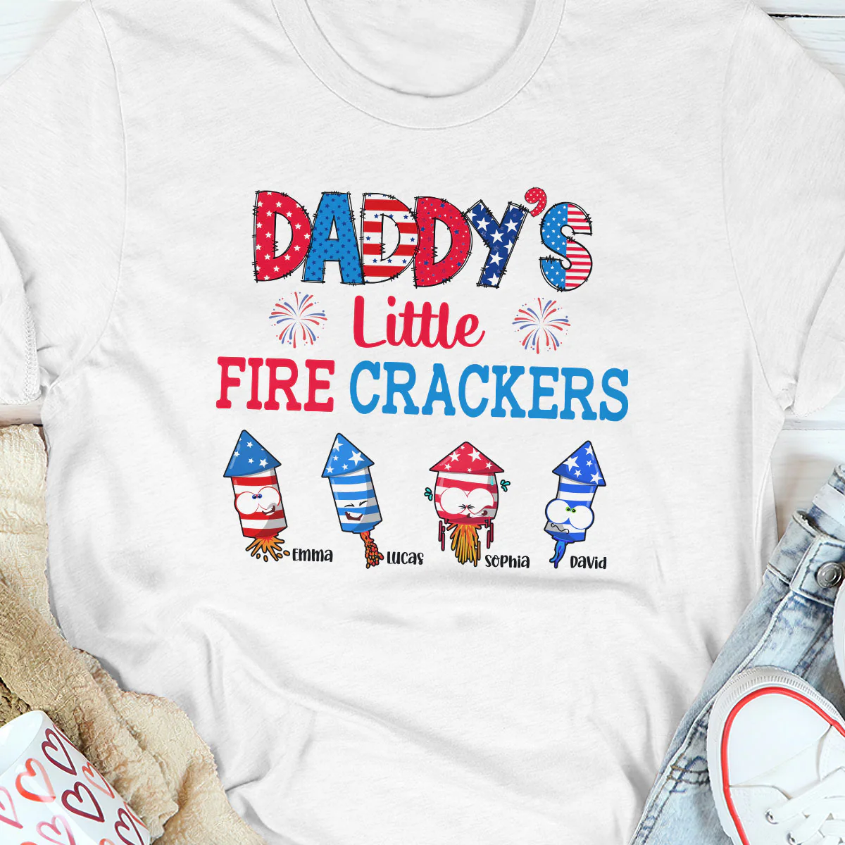 Family Little Fire Cracker - Personalized 2D Unisex T-shirt - Image 5