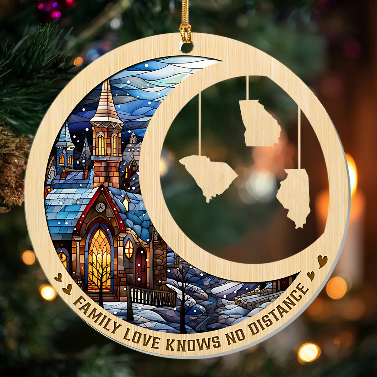 Family Love Knows No Distance  - Personalized 1-Layer Acrylic Ornament