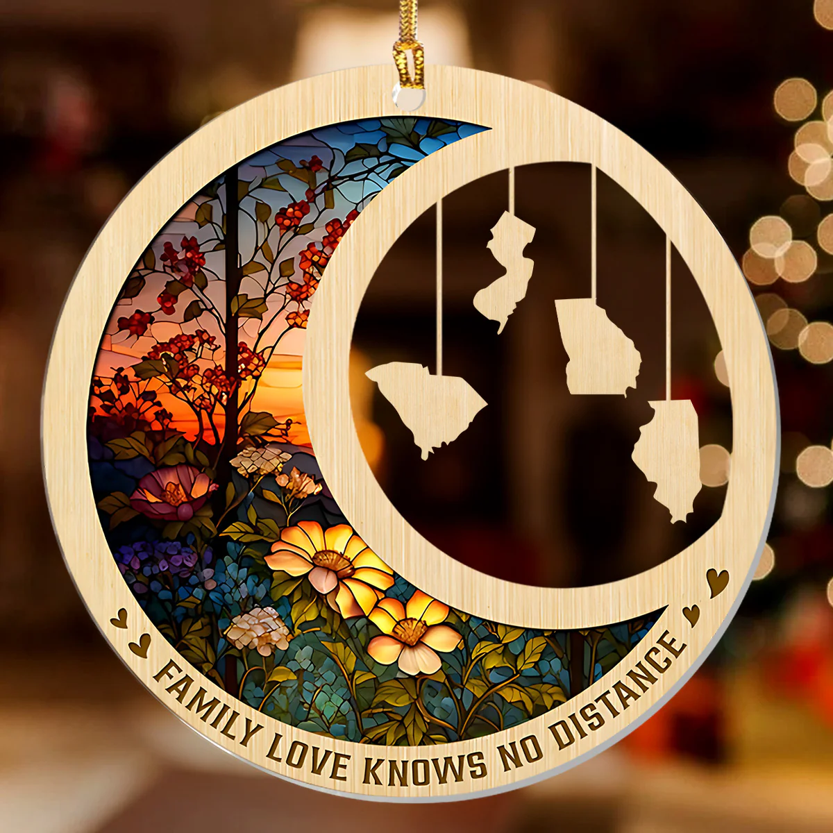 Family Love Knows No Distance  - Personalized 1-Layer Acrylic Ornament - Image 2