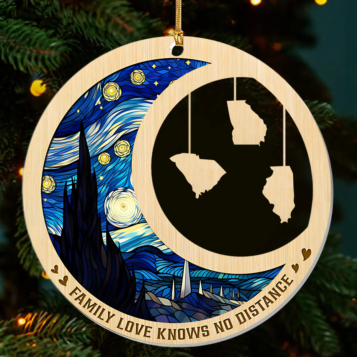 Family Love Knows No Distance  - Personalized 1-Layer Acrylic Ornament - Image 3