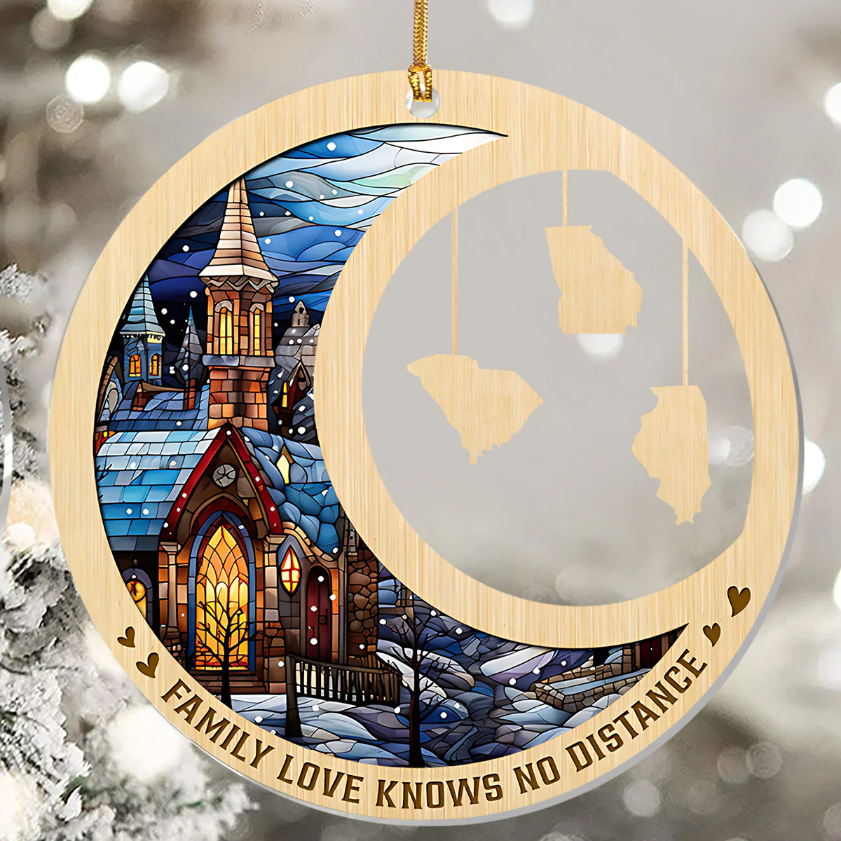 Family Love Knows No Distance  - Personalized 1-Layer Acrylic Ornament - Image 4