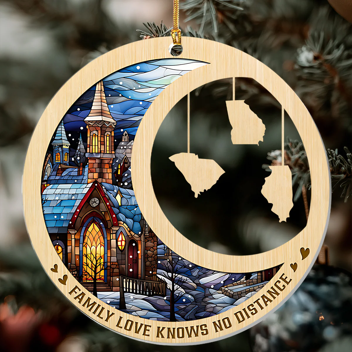 Family Love Knows No Distance  - Personalized 1-Layer Acrylic Ornament - Image 5