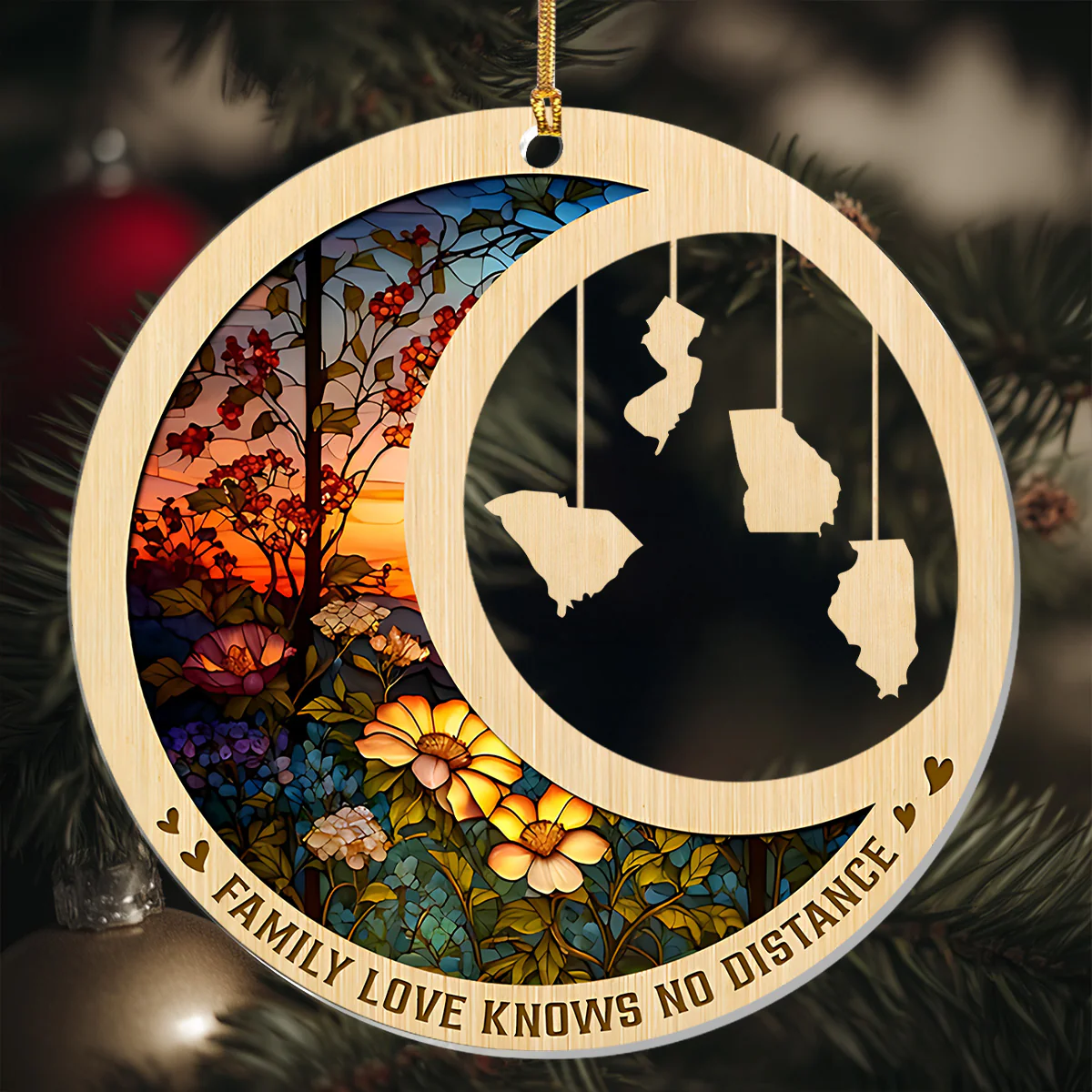Family Love Knows No Distance  - Personalized 1-Layer Acrylic Ornament - Image 6