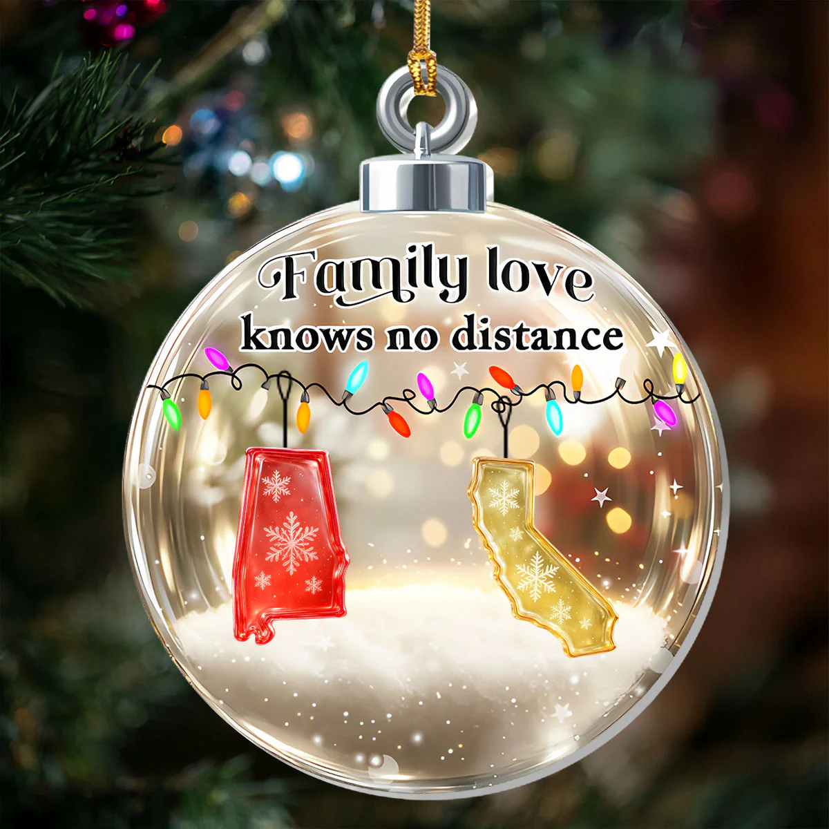 Family Love Knows No Distance - Personalized 1-Layer Acrylic Ornament