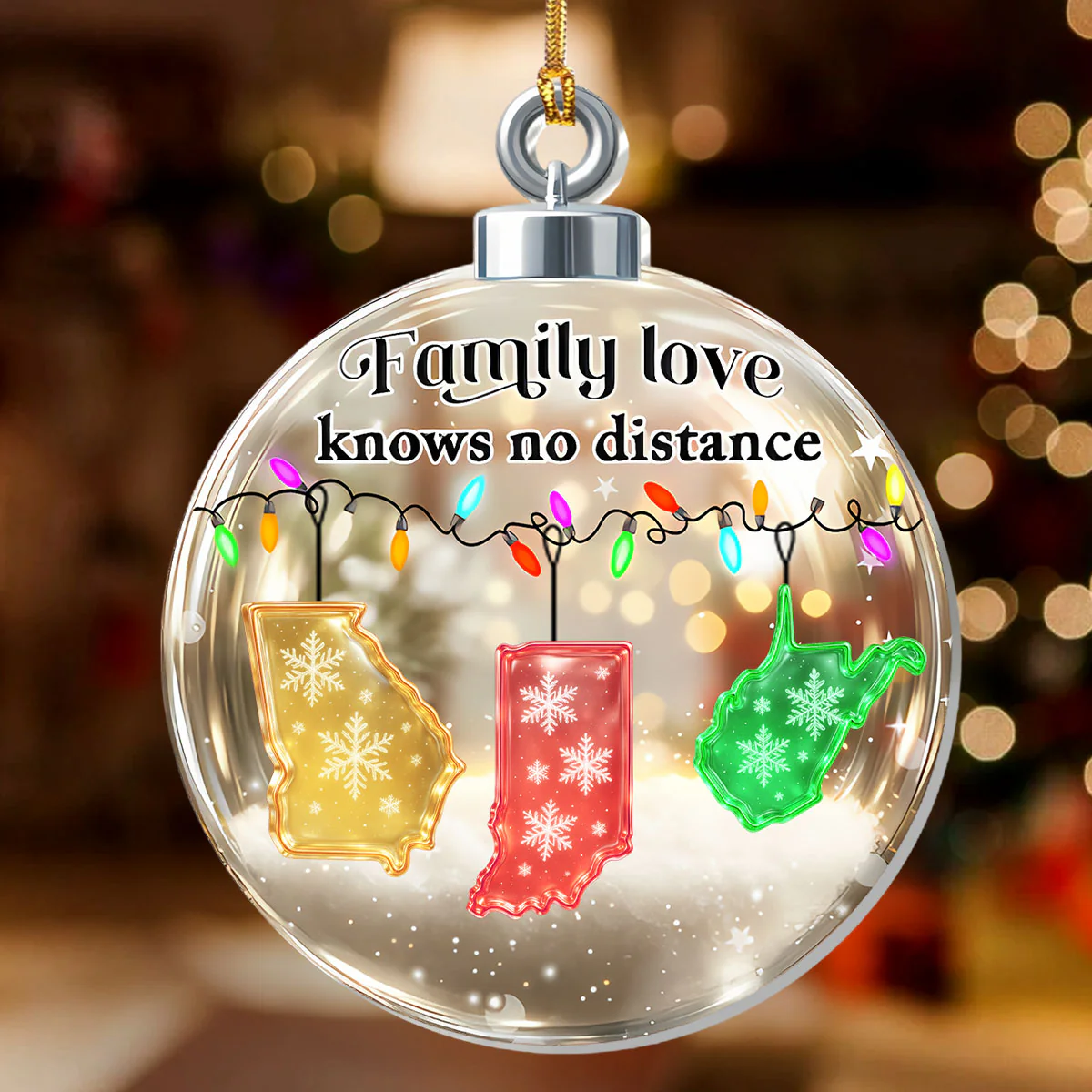 Family Love Knows No Distance - Personalized 1-Layer Acrylic Ornament - Image 2
