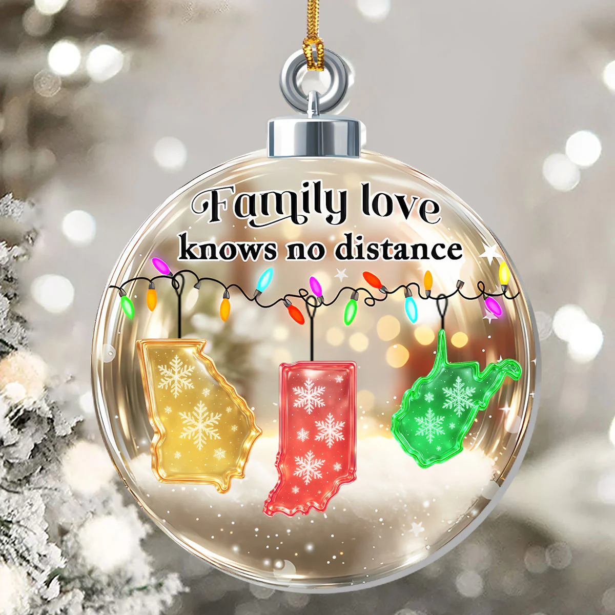 Family Love Knows No Distance - Personalized 1-Layer Acrylic Ornament - Image 5