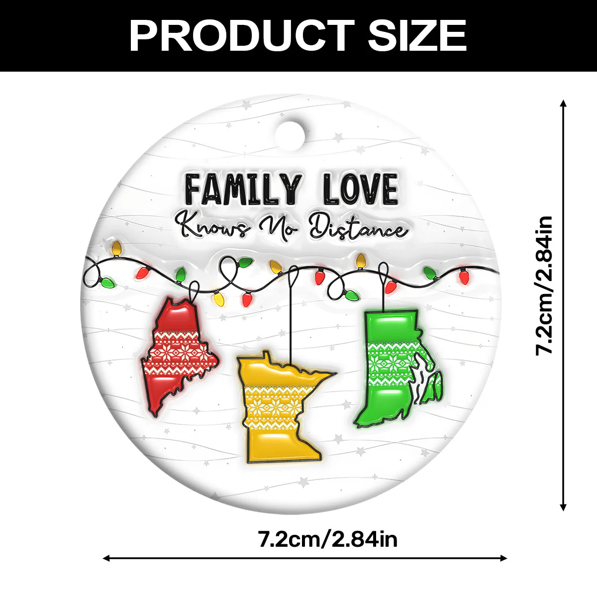 Family Love Knows No Distance - Personalized Round Shaped Ceramic Ornament - Image 7