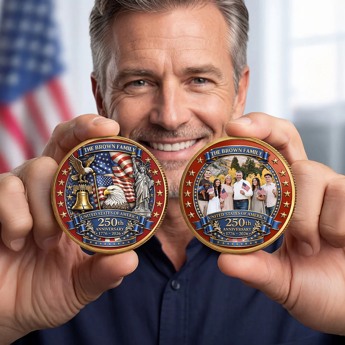 Family Love & Patriotism Keepsake - Personalized Commemorative Coin - Image 2