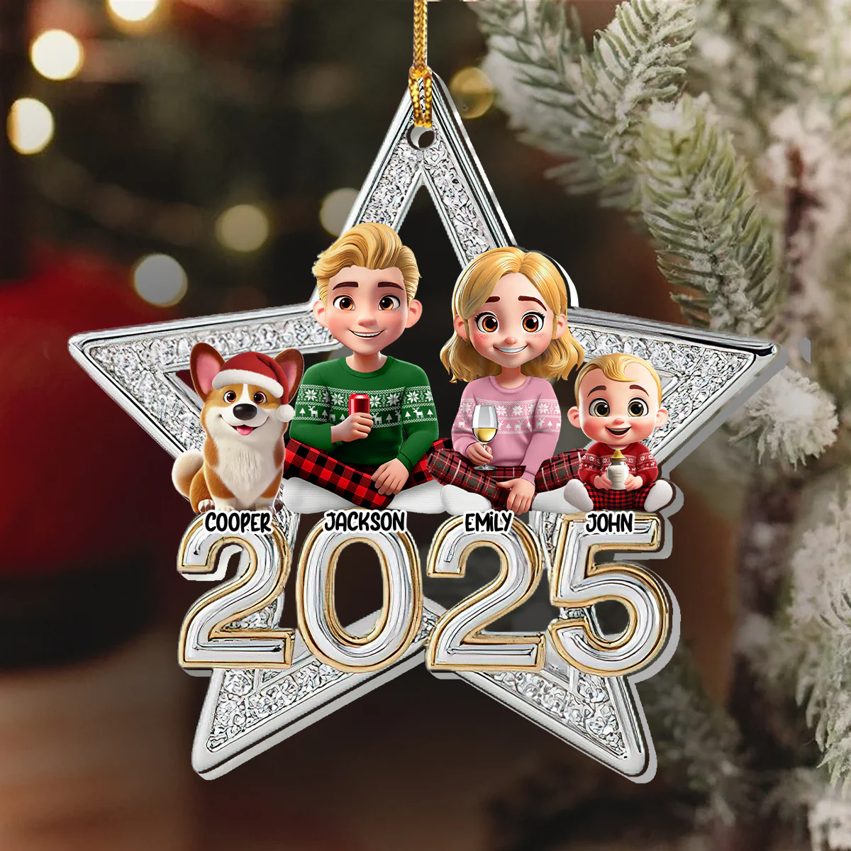 Family Makes Christmas Truly Bright - Personalized 1-Layer Acrylic Ornament - Image 6