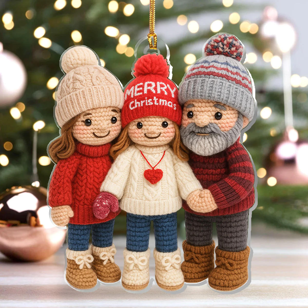 Family Makes It Merry - Personalized 1-Layer Acrylic Ornament - Image 4