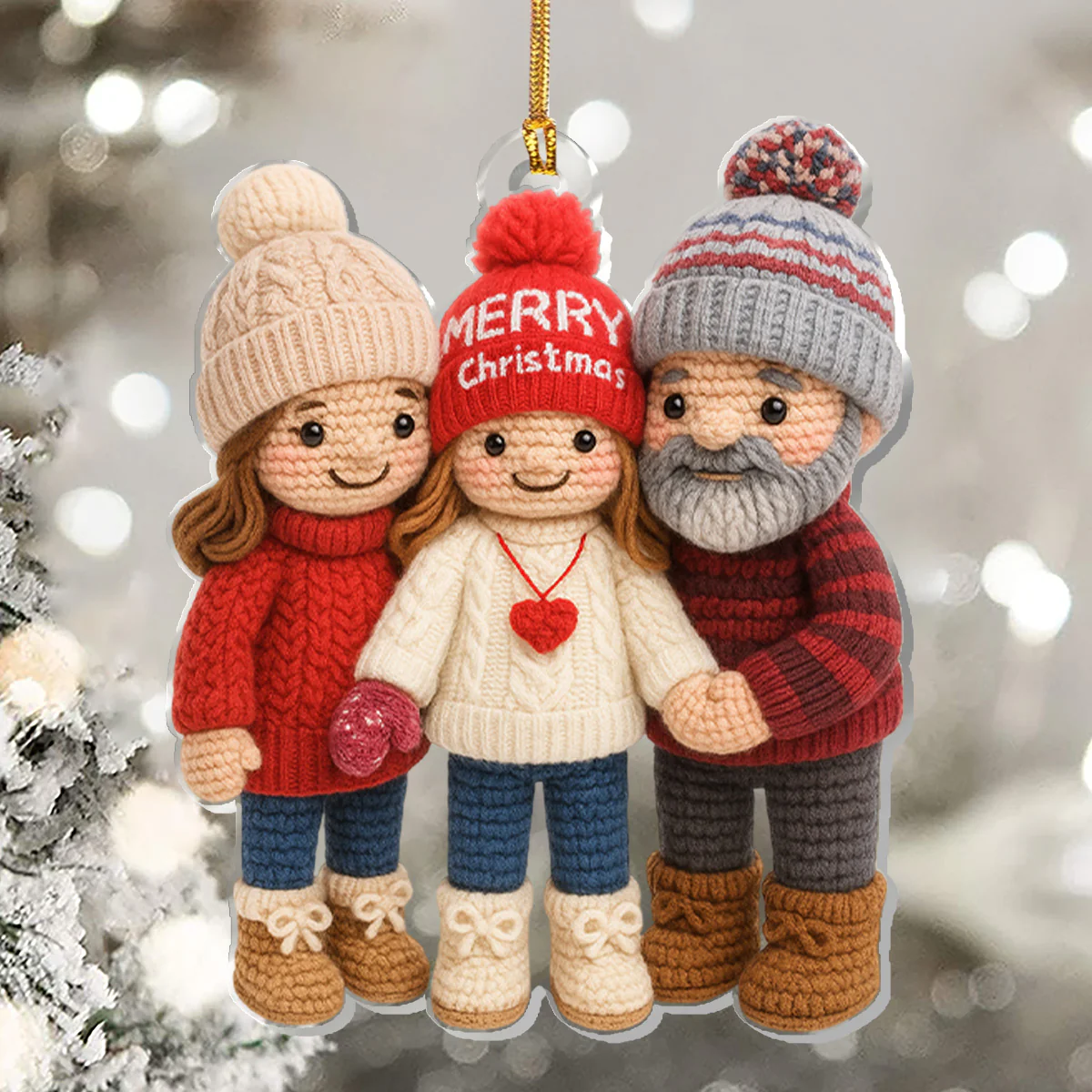 Family Makes It Merry - Personalized 1-Layer Acrylic Ornament - Image 5