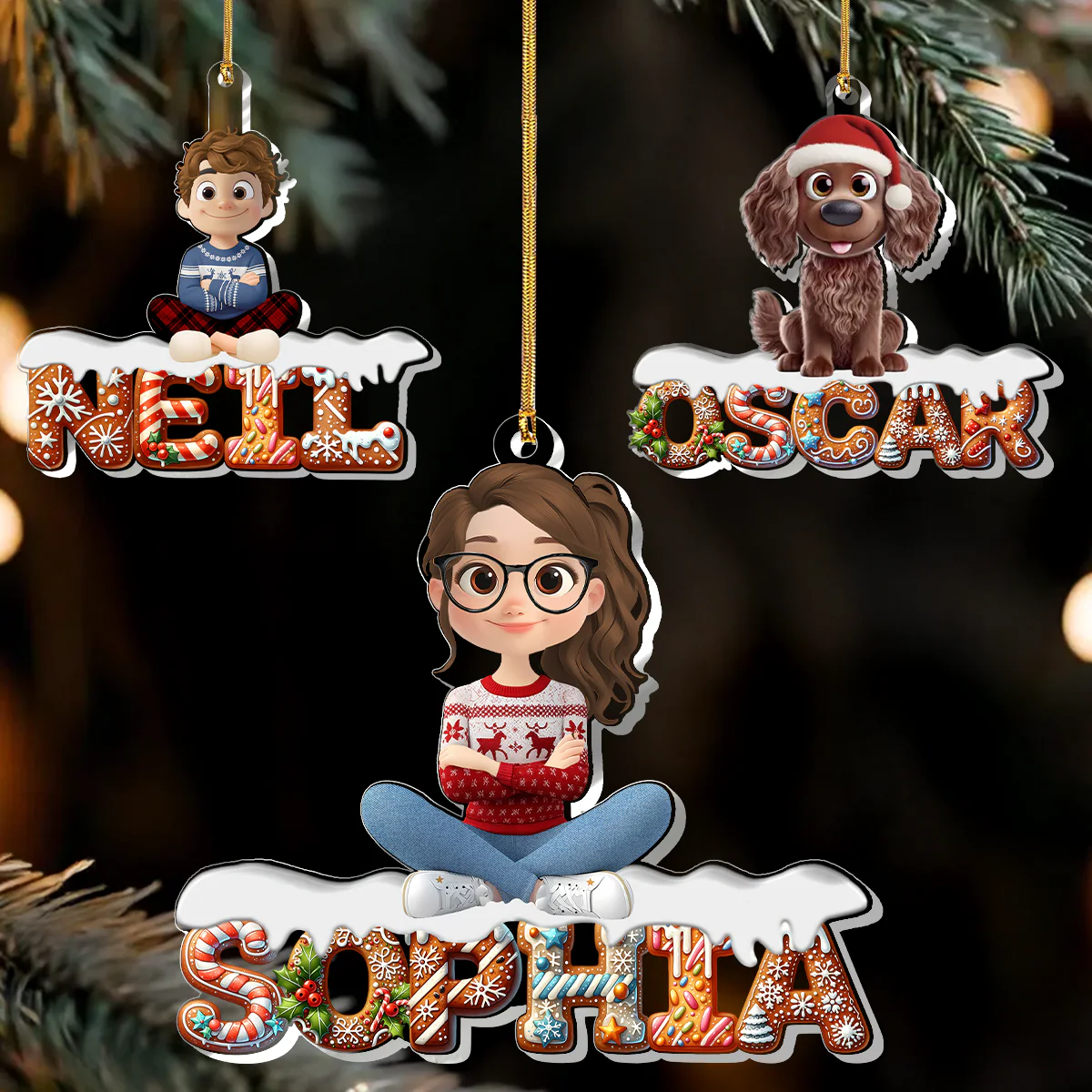Family Member Gingerbread Name - Personalized 1-Layer Acrylic Ornament