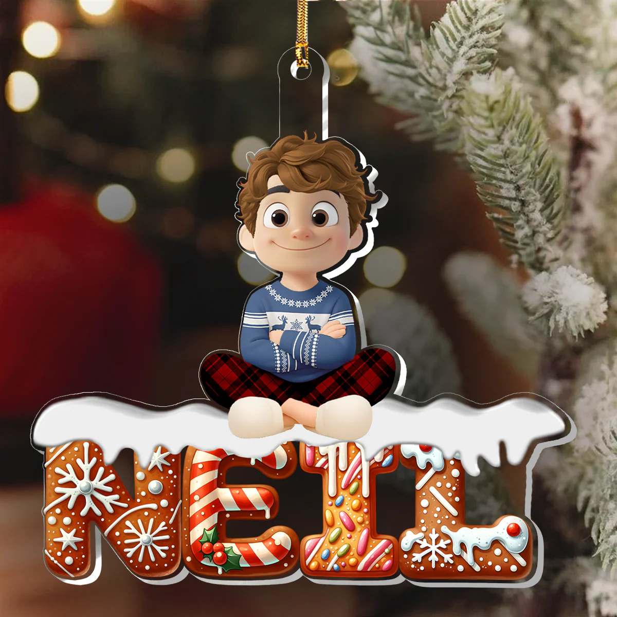 Family Member Gingerbread Name - Personalized 1-Layer Acrylic Ornament - Image 6