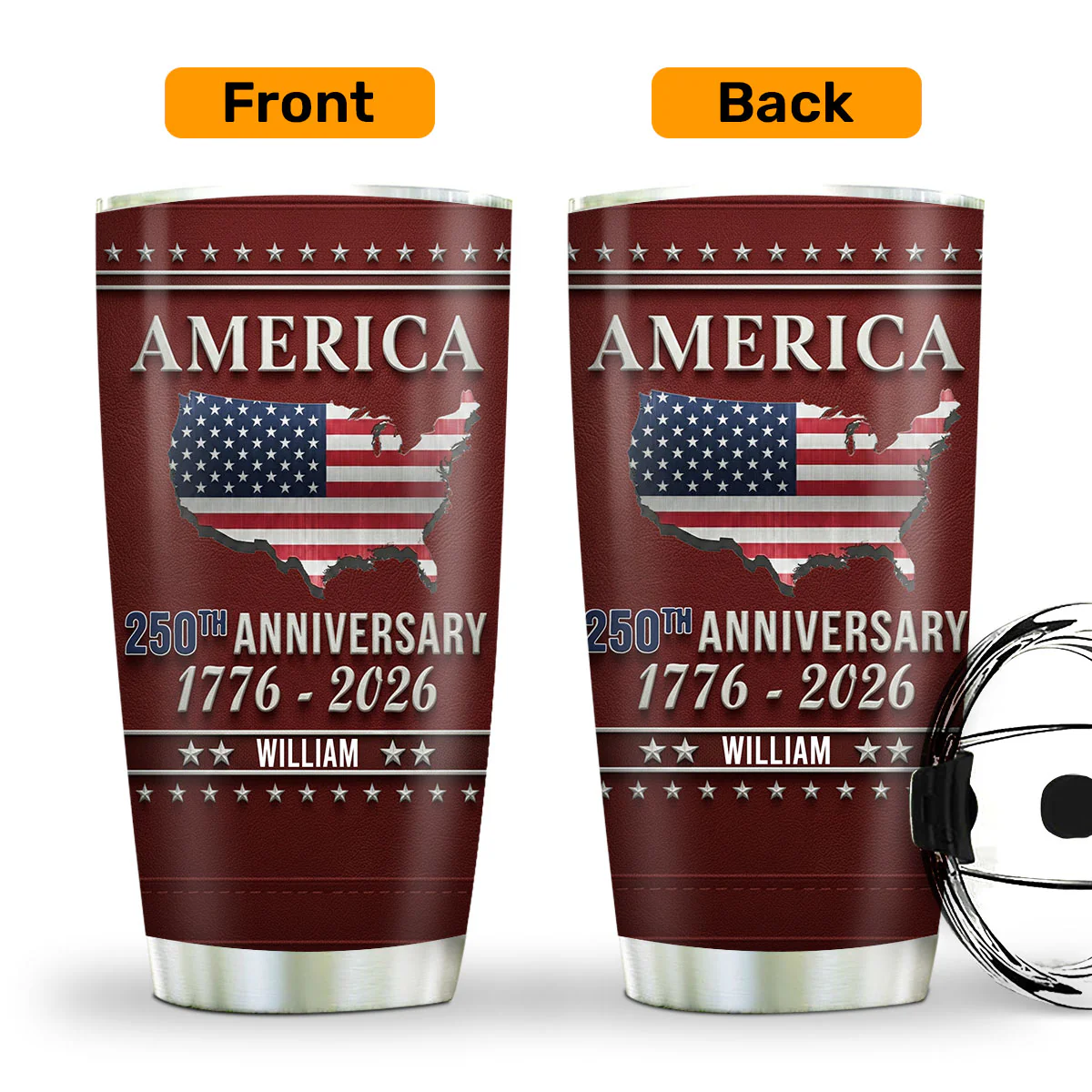 Family Name America 250th Anniversary  - Personalized Stainless Steel Tumbler - Image 2