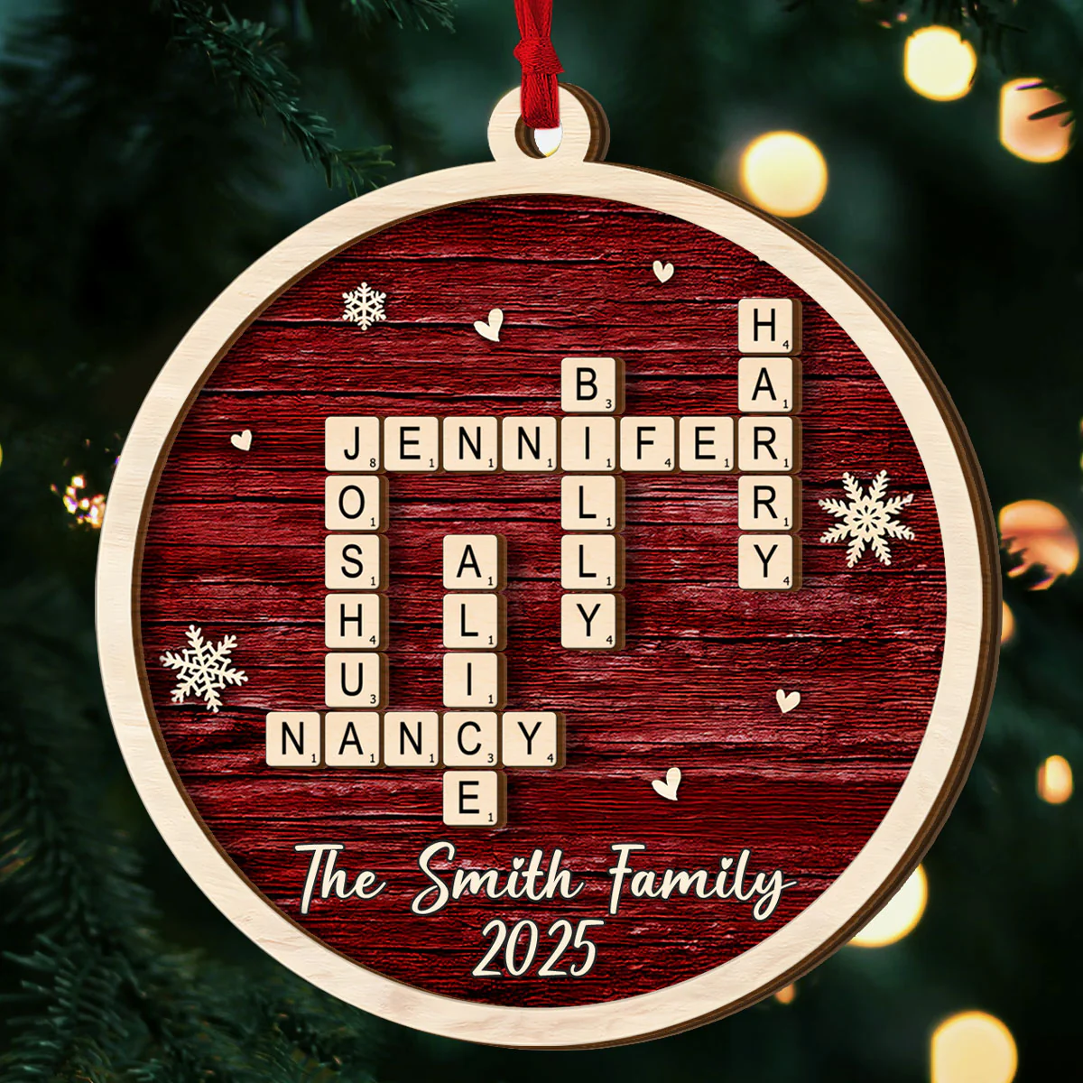 Family Name Christmas - Personalized 2-Layered Wooden Ornament