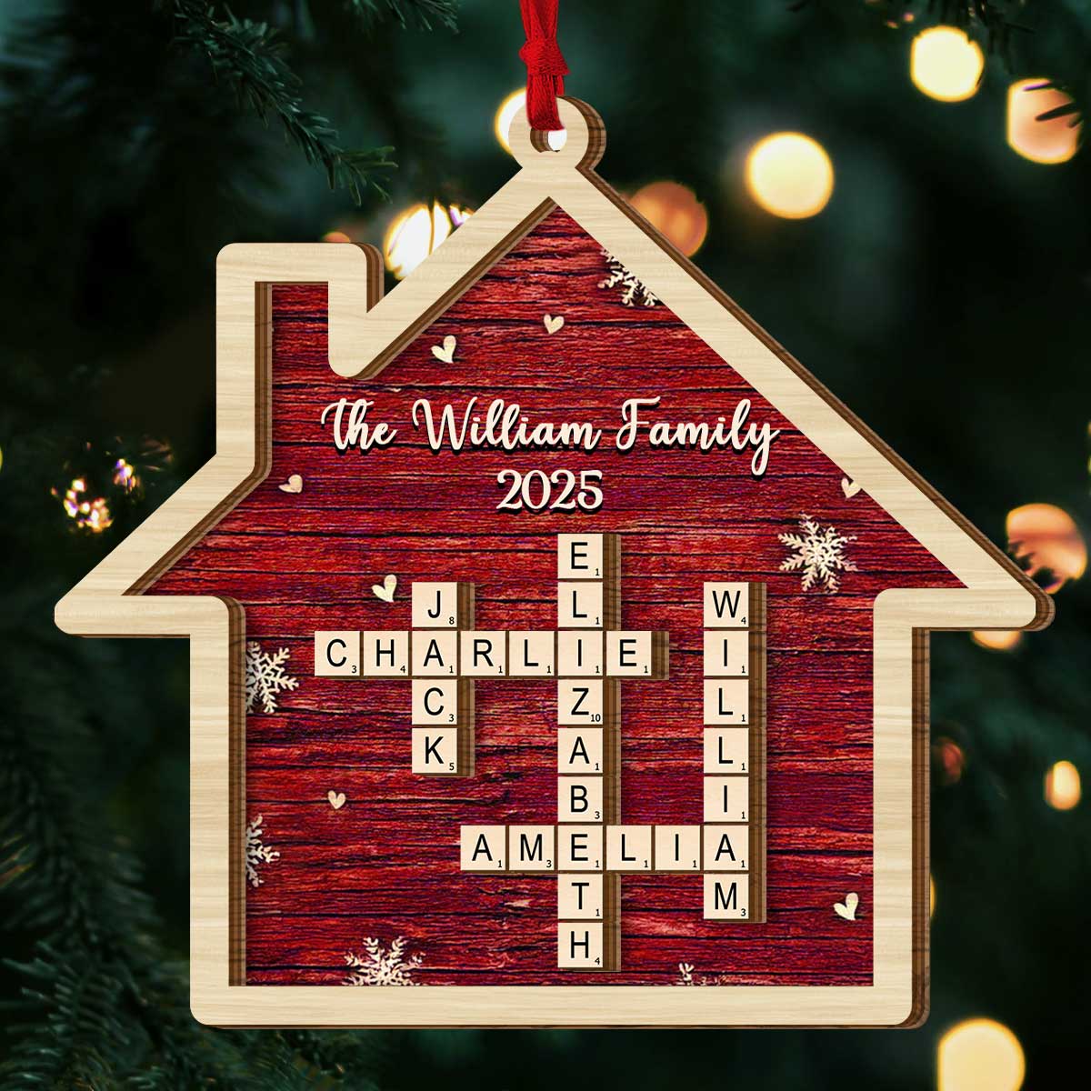Family Name Crossword - Personalized 2-Layered Wooden Ornament