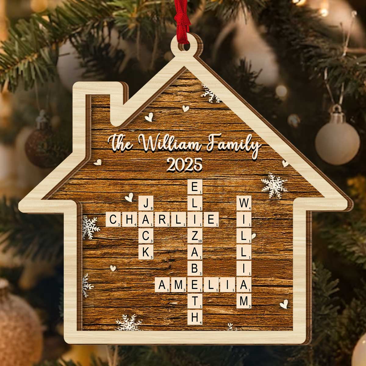 Family Name Crossword - Personalized 2-Layered Wooden Ornament - Image 4