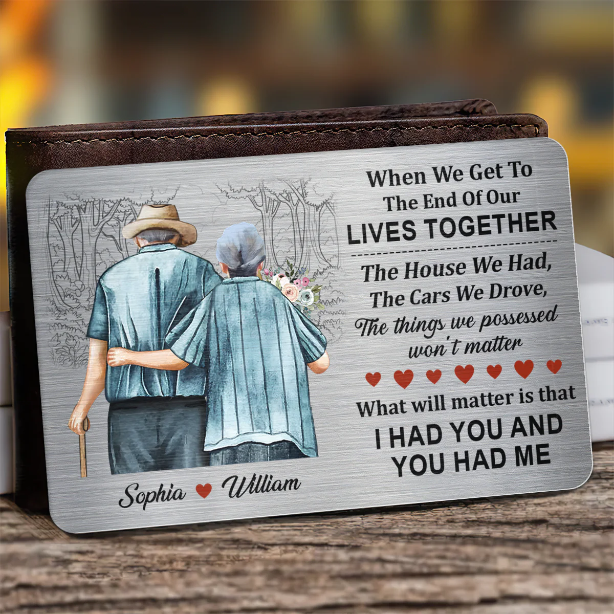 Family Old Couple When We Get - Personalized Aluminum Wallet Card - Image 2