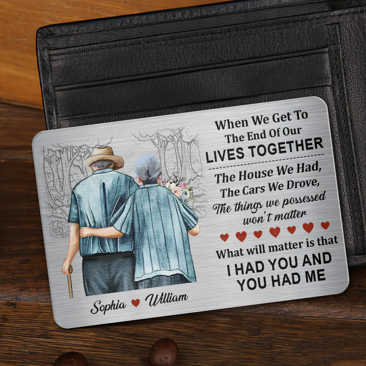 Family Old Couple When We Get - Personalized Aluminum Wallet Card - Image 3