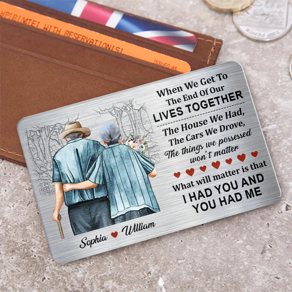 Family Old Couple When We Get - Personalized Aluminum Wallet Card - Image 4