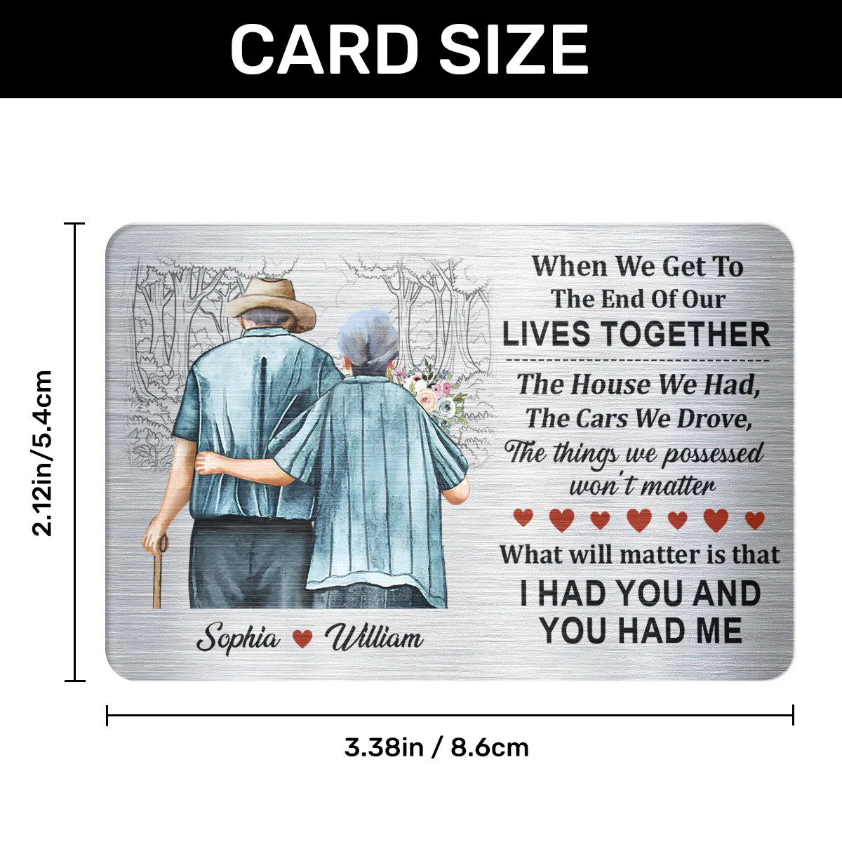 Family Old Couple When We Get - Personalized Aluminum Wallet Card - Image 5