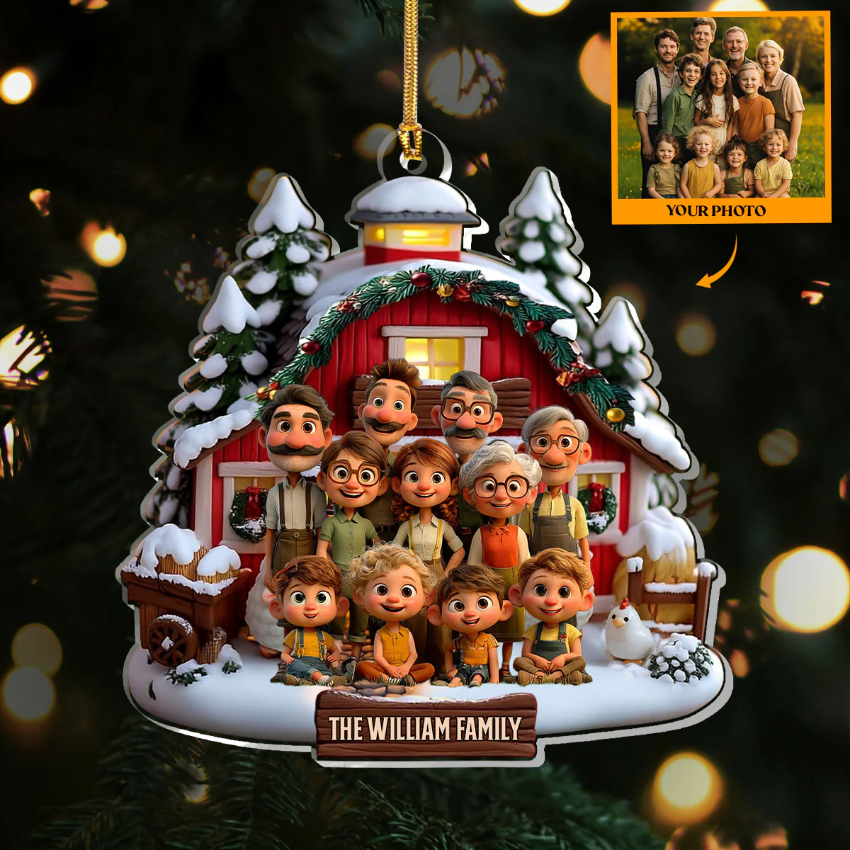 Family Photo Custom - Personalized 1-Layer Acrylic Ornament