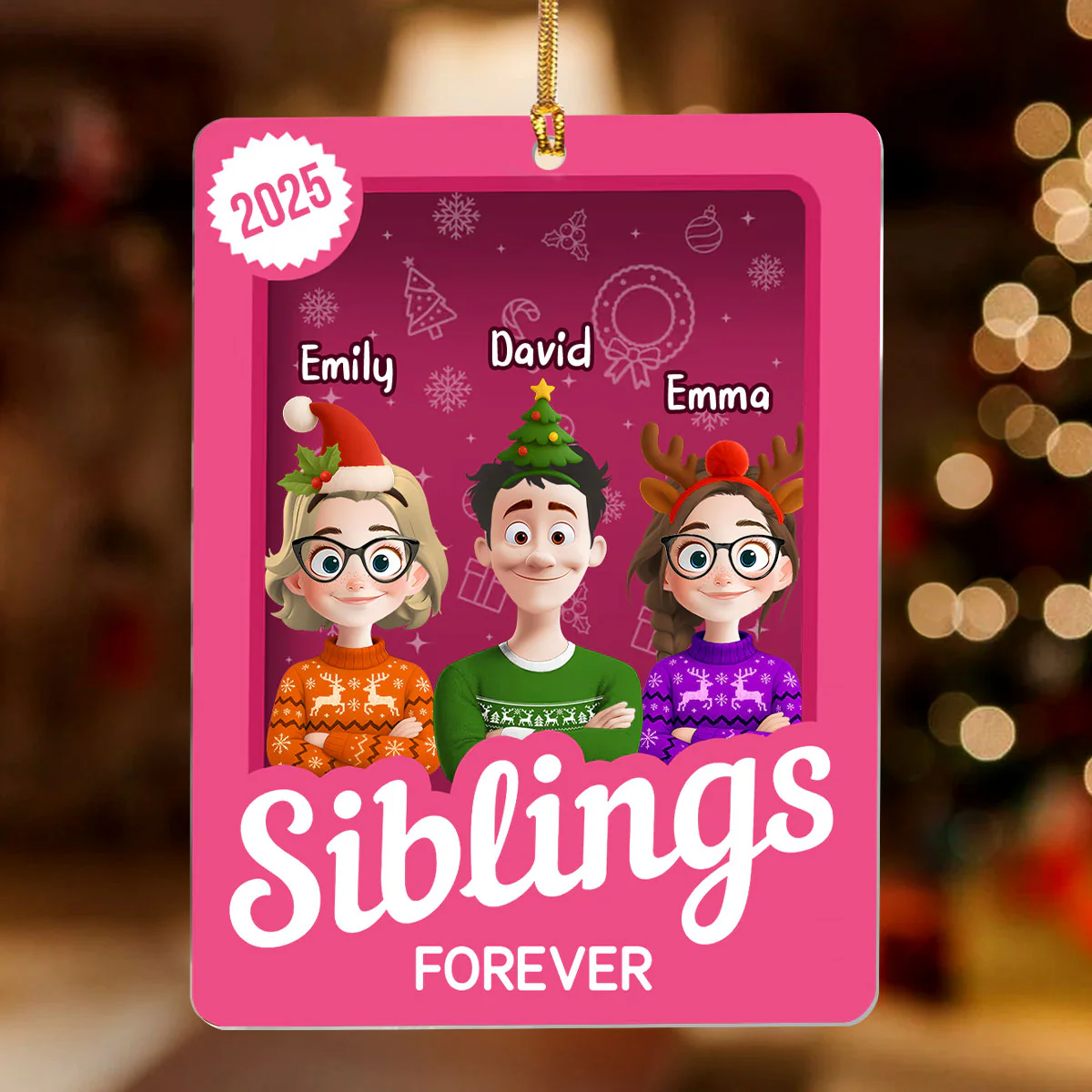 Family Siblings Besties Toy Box - Personalized 1-Layer Acrylic Ornament - Image 2