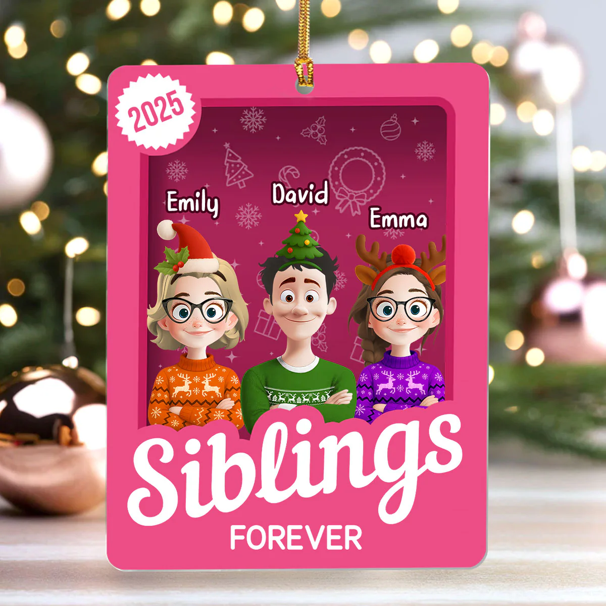 Family Siblings Besties Toy Box - Personalized 1-Layer Acrylic Ornament - Image 4