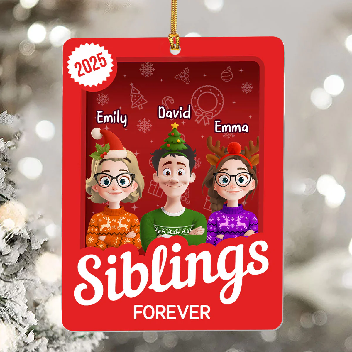 Family Siblings Besties Toy Box - Personalized 1-Layer Acrylic Ornament - Image 5