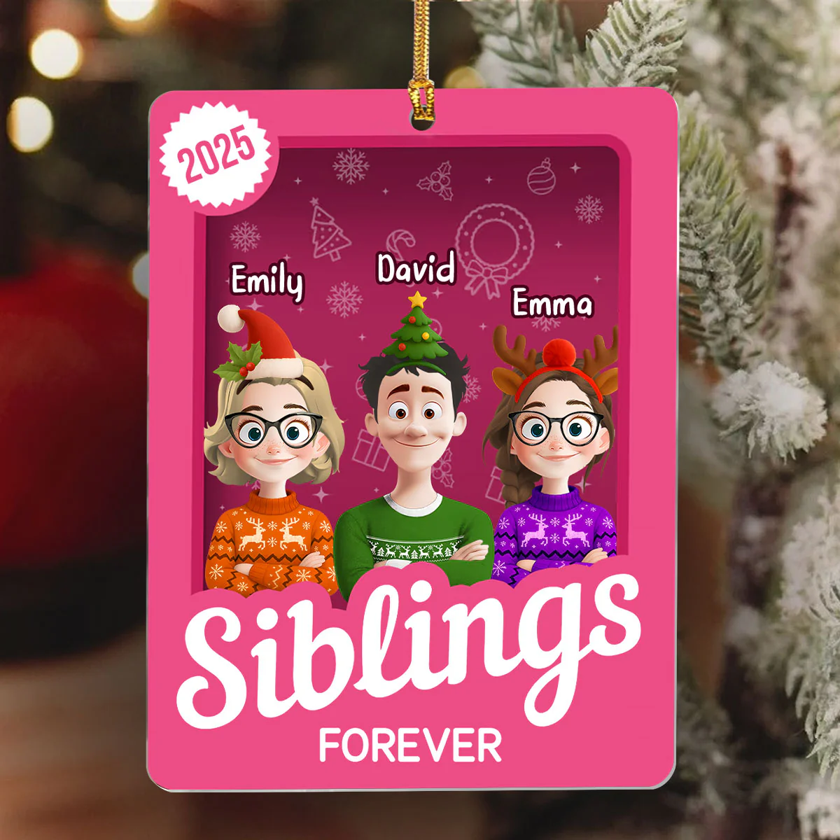 Family Siblings Besties Toy Box - Personalized 1-Layer Acrylic Ornament - Image 6