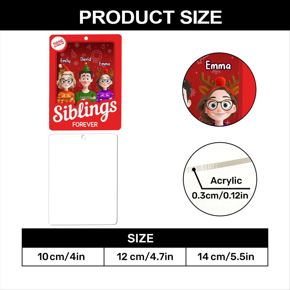 Family Siblings Besties Toy Box - Personalized 1-Layer Acrylic Ornament - Image 7