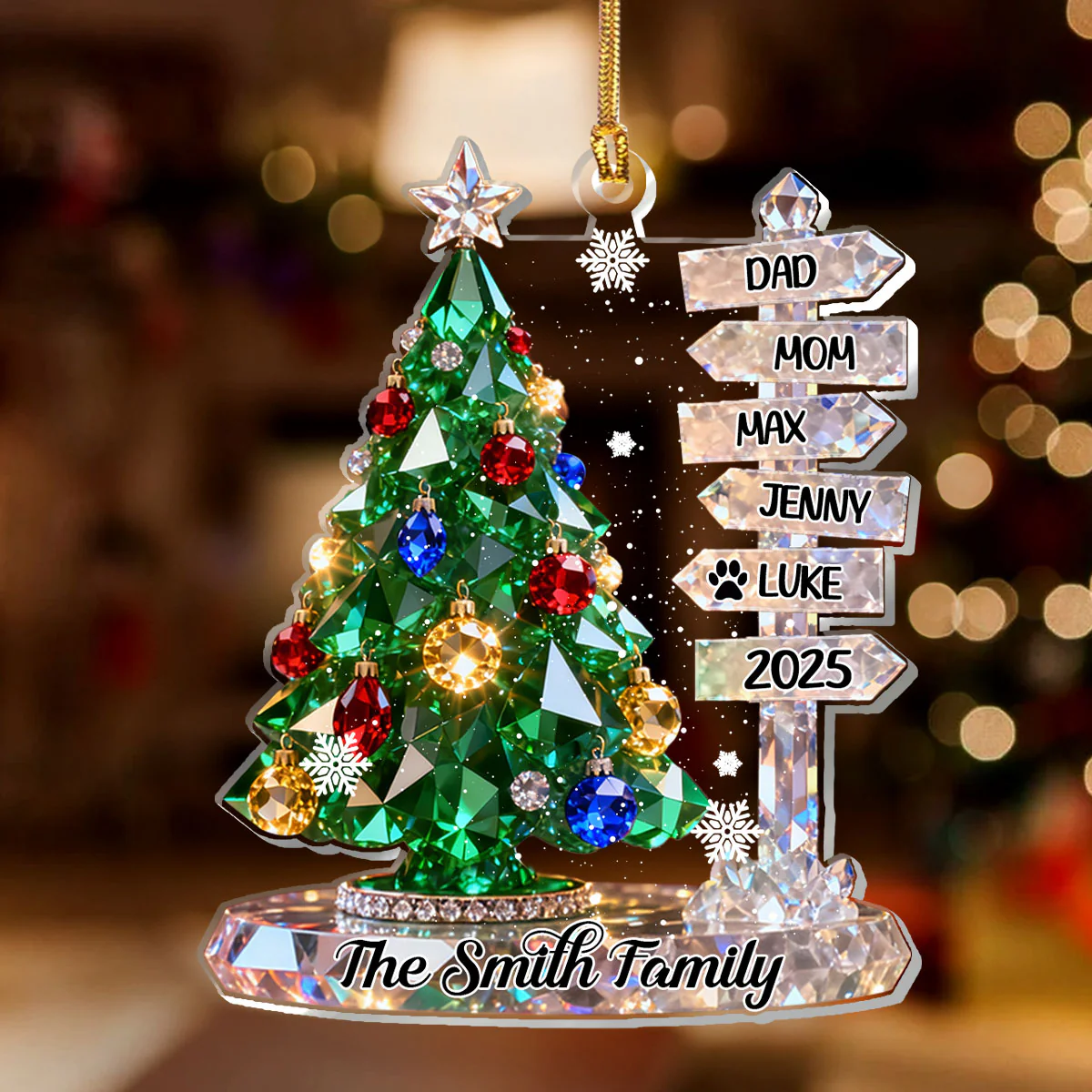 Family Signpost Custom Name - Personalized 1-Layer Acrylic Ornament - Image 2