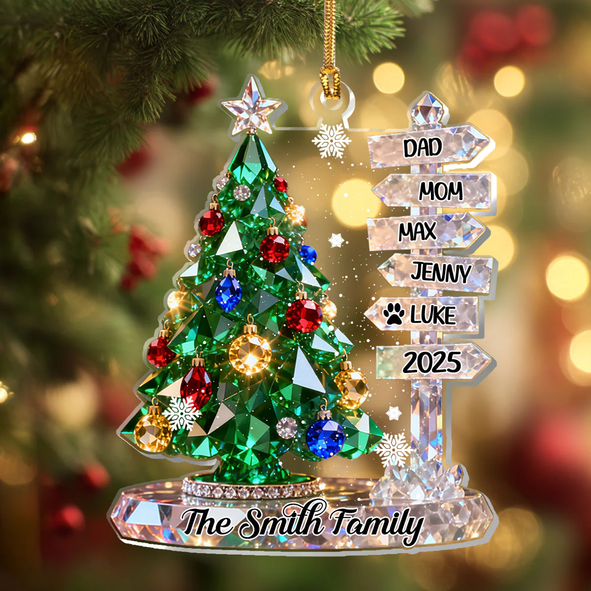 Family Signpost Custom Name - Personalized 1-Layer Acrylic Ornament - Image 4