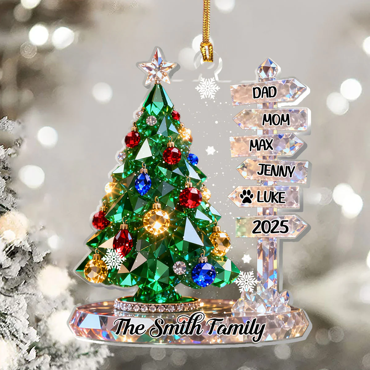 Family Signpost Custom Name - Personalized 1-Layer Acrylic Ornament - Image 5