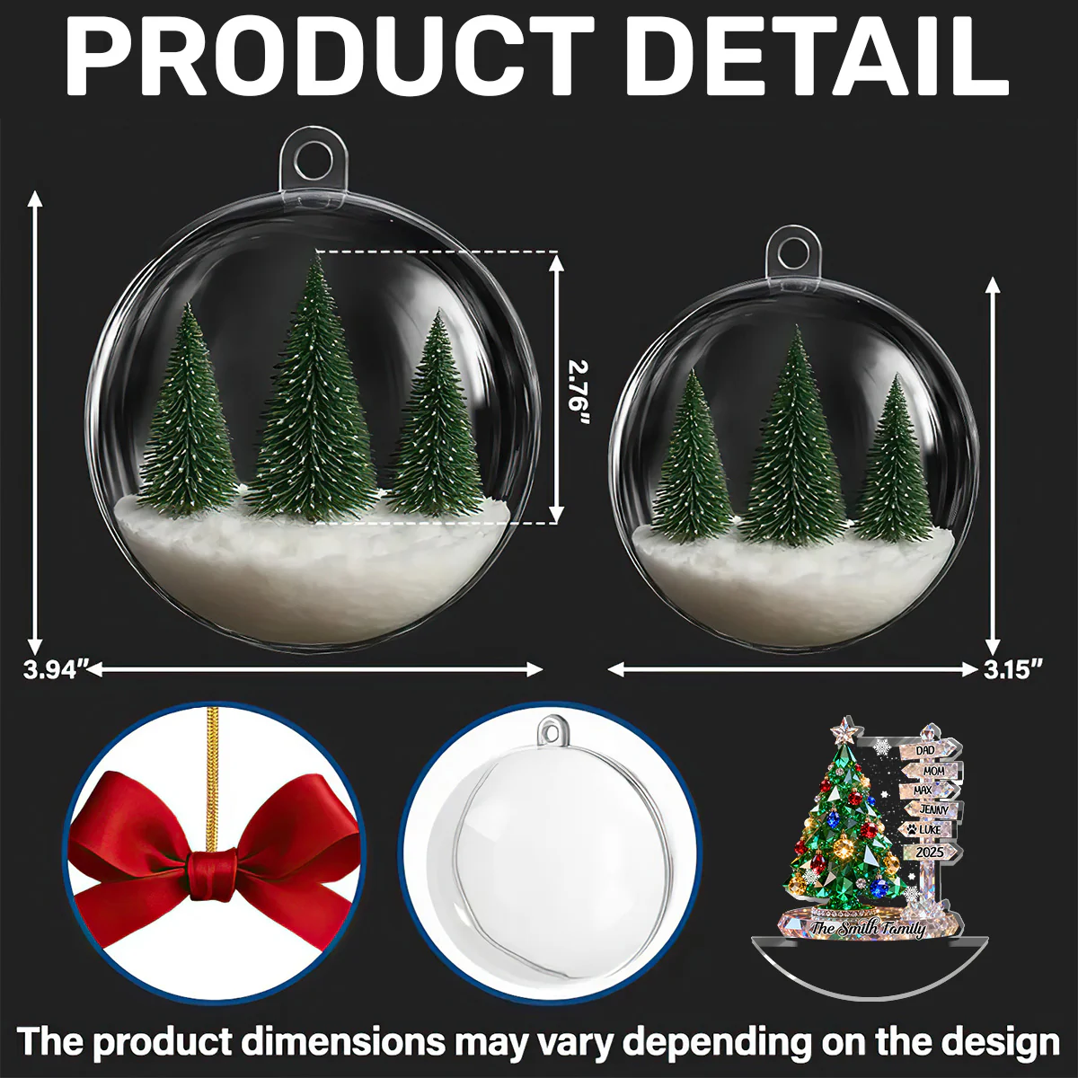 Family Signpost Custom Name - Personalized 3D Acrylic Ball Ornament - Image 5